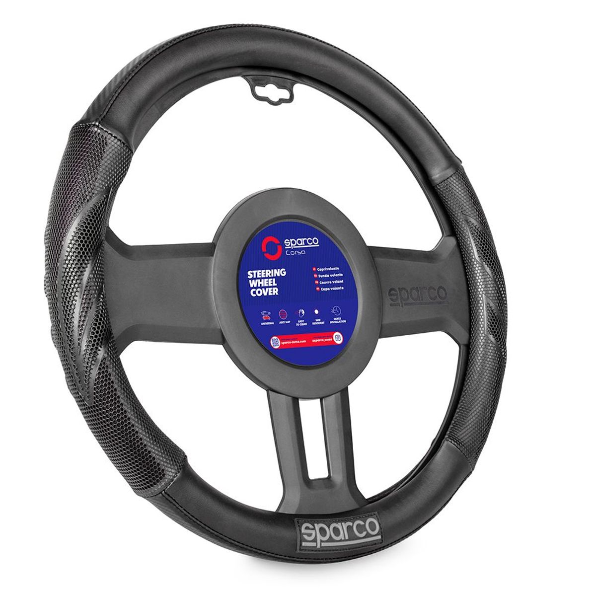 SPARCO - Funda Cubre Volante Forro De Timon Fibra Sparco Sps100bk