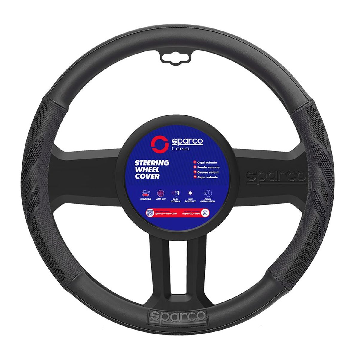 SPARCO - Funda Cubre Volante Forro De Timon Fibra Sparco Sps100bk