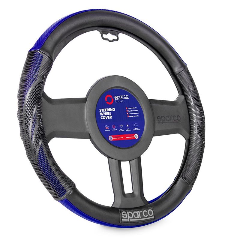 SPARCO - Funda Cubre Volante Forro De Timon Fibra Sparco Sps100bl.