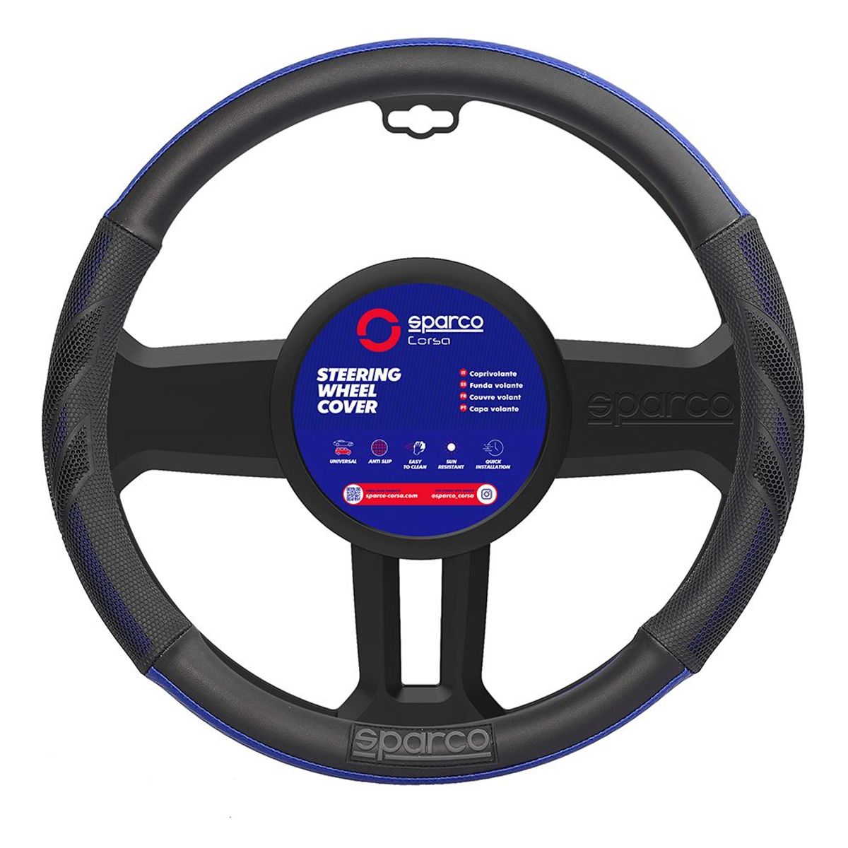 SPARCO - Funda Cubre Volante Forro De Timon Fibra Sparco Sps100bl.