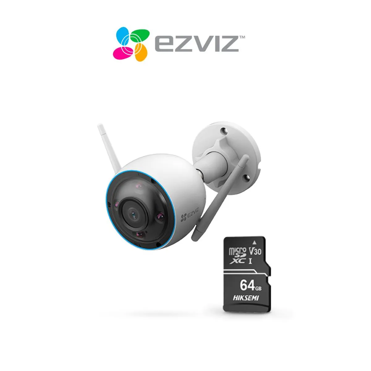 EZVIZ - Cámara de seguridad para el hogar inteligente con wifi H3 2K - Ezviz + SD 64GB