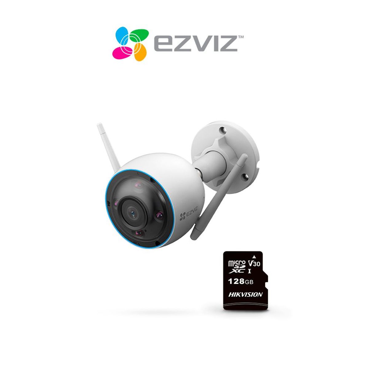 EZVIZ - Cámara de seguridad para el hogar inteligente con wifi H3 2K - Ezviz + SD 128GB