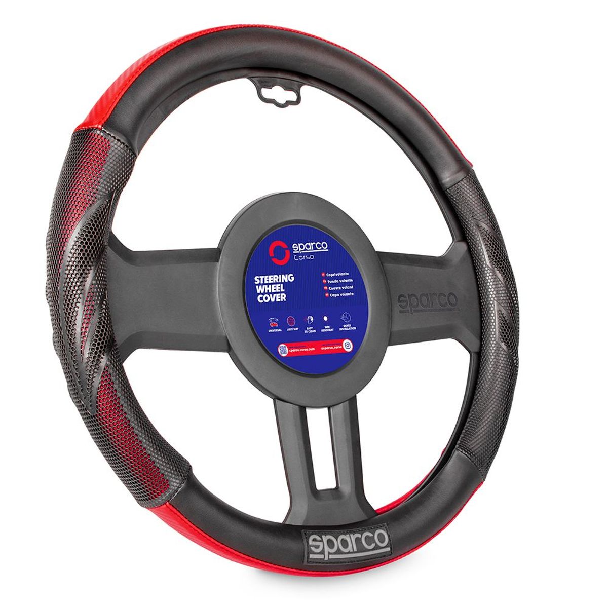 SPARCO - Funda Cubre Volante Forro De Timon Fibra Sparco Sps100rd
