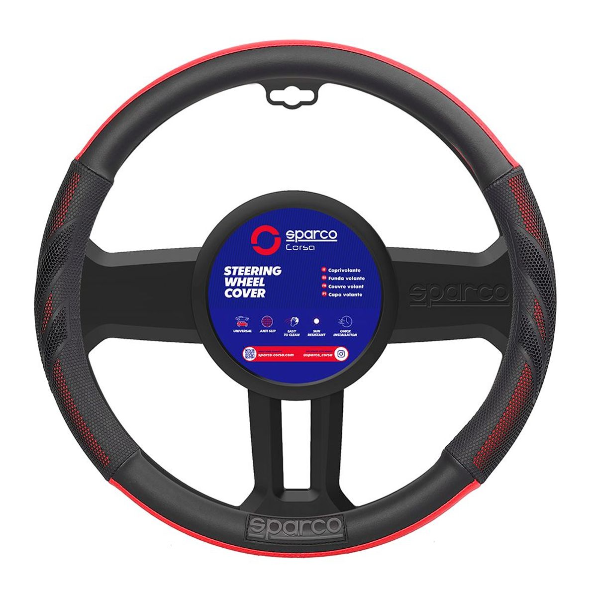 SPARCO - Funda Cubre Volante Forro De Timon Fibra Sparco Sps100rd