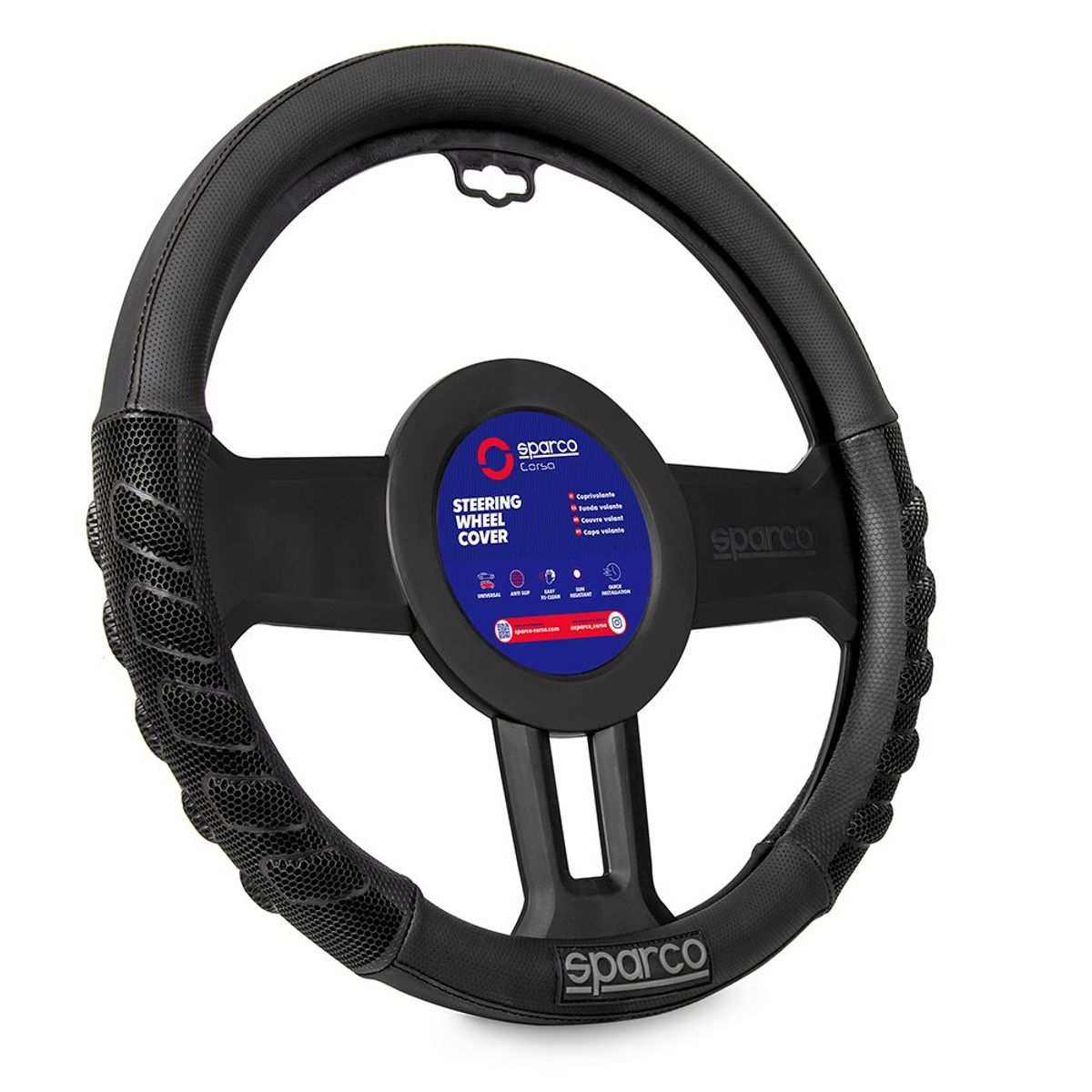 SPARCO - Funda Cubre Volante Forro De Timon Fibra Sparco Sps101bk