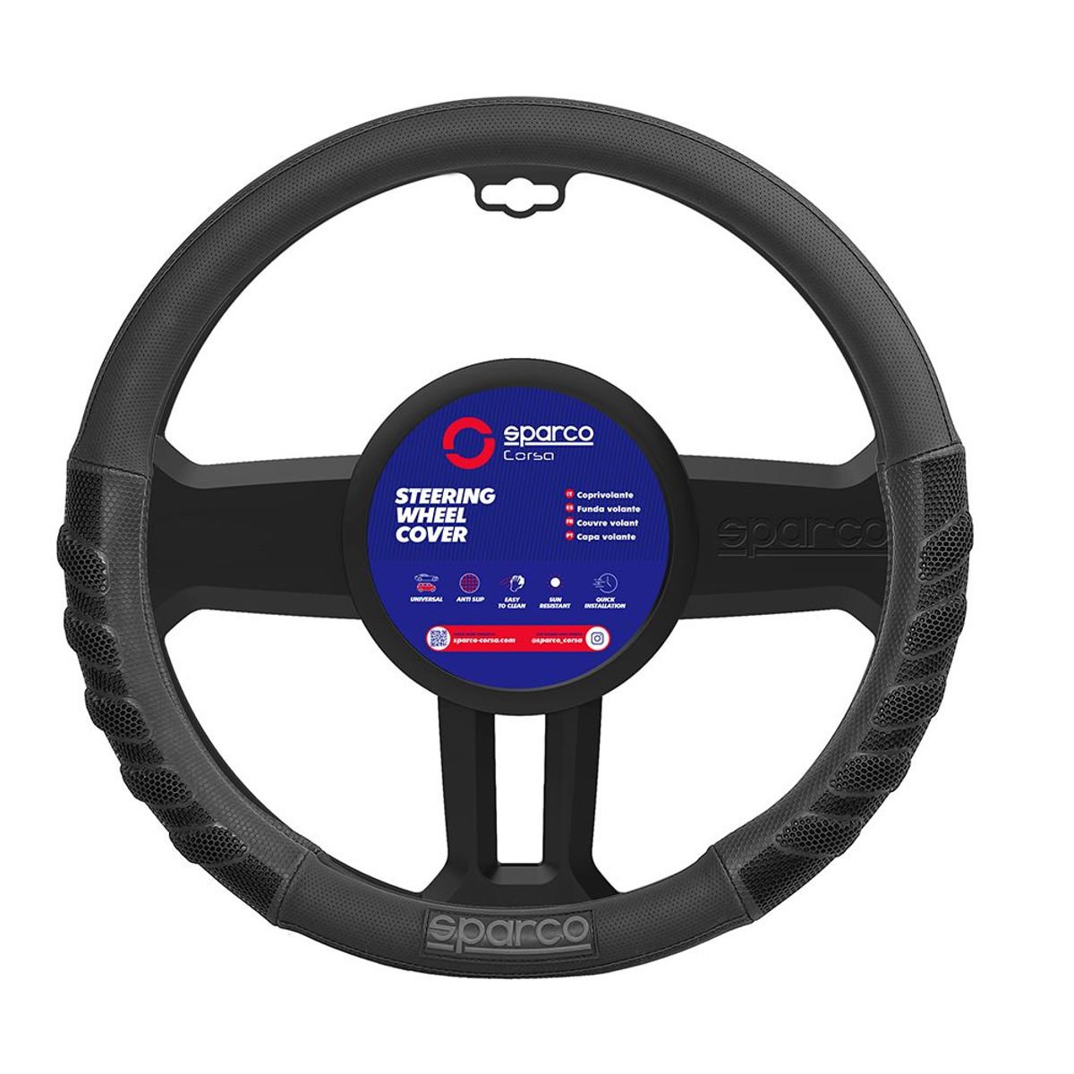 SPARCO - Funda Cubre Volante Forro De Timon Fibra Sparco Sps101bk