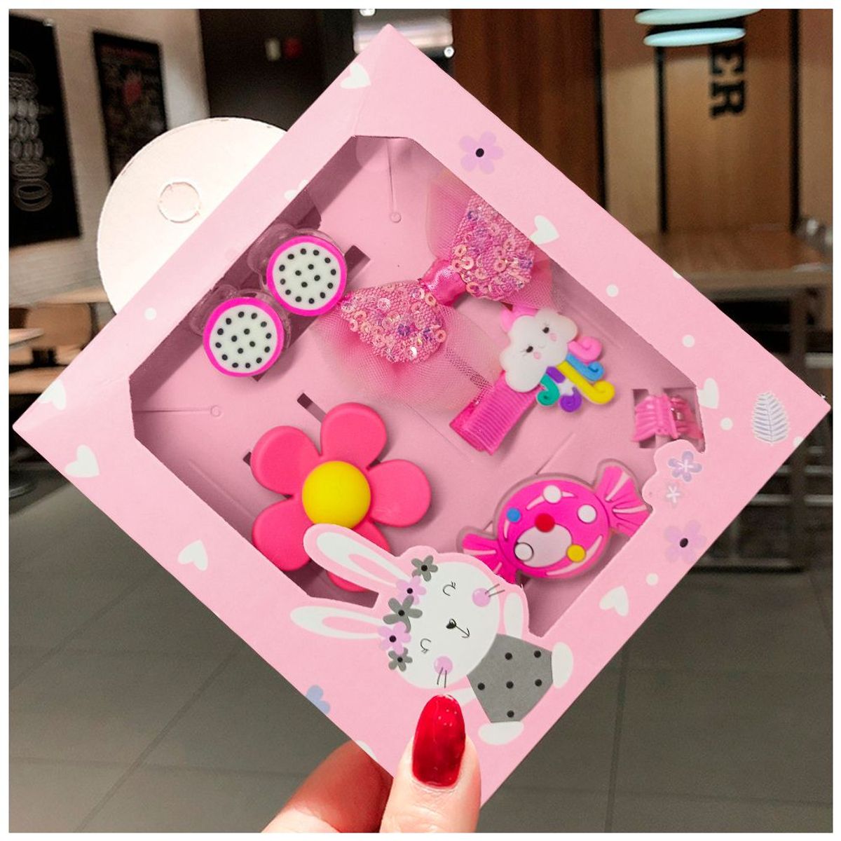 KELLER - Set de 8 Ganchitos Kawaii Niñas Accesorio Cabello S47 Rosa-Nube