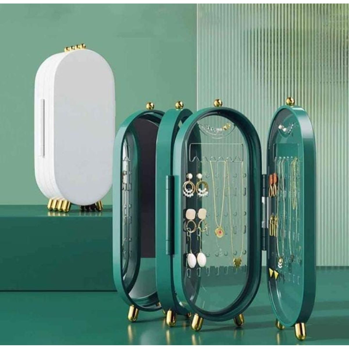 IMPORTADO MC - Joyero Organizador Acrílico - Color VERDE - Plegable para Joyas