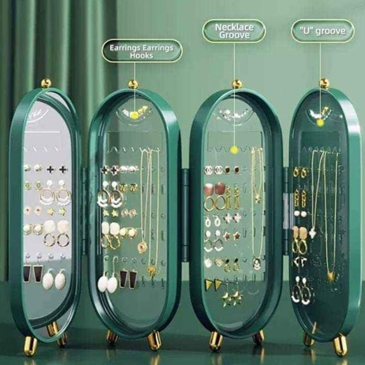 IMPORTADO MC - Joyero Organizador Acrílico - Color VERDE - Plegable para Joyas