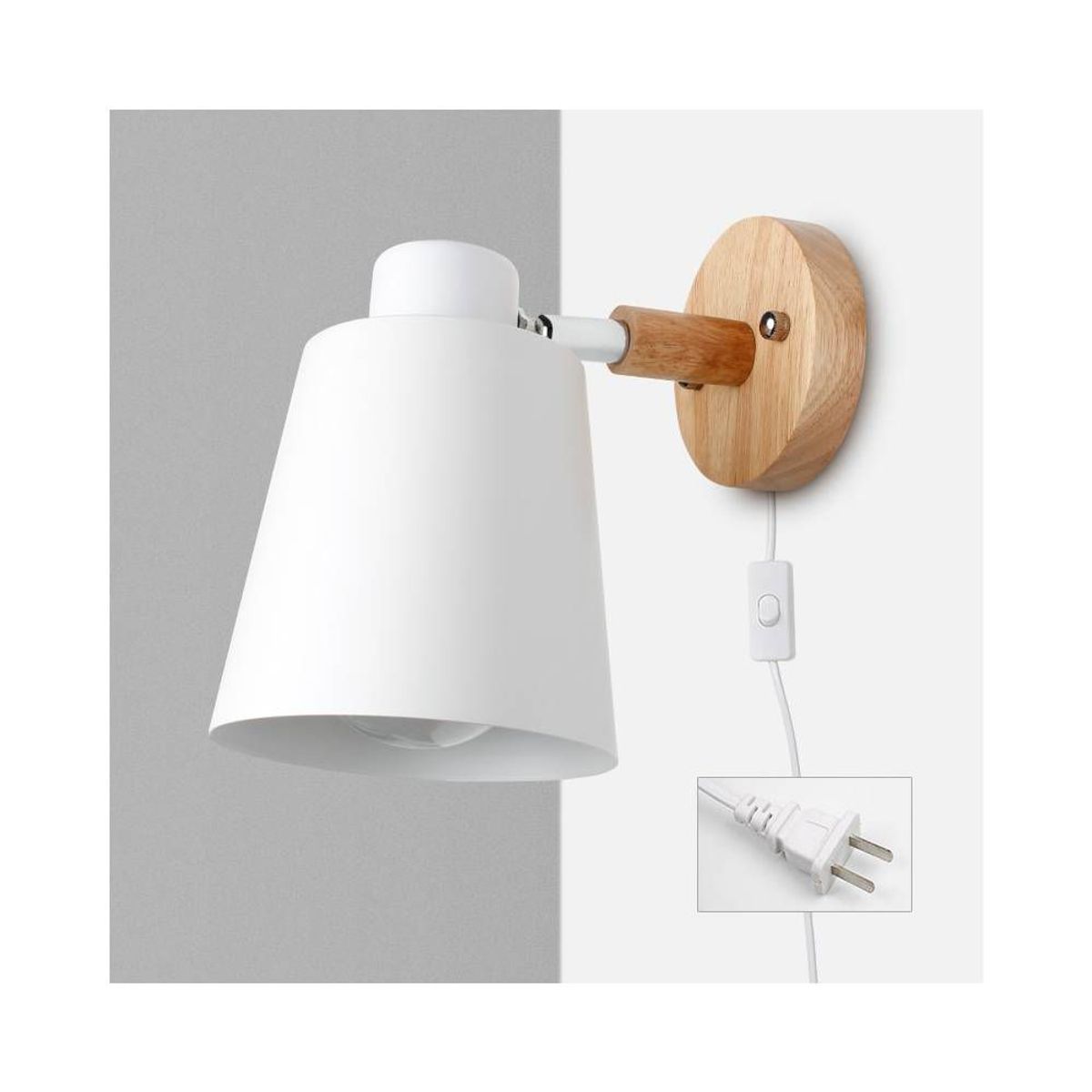 PUREPOWER - Nórdico Lámpara de pared con enchufe lámpara de pared de hierro E27