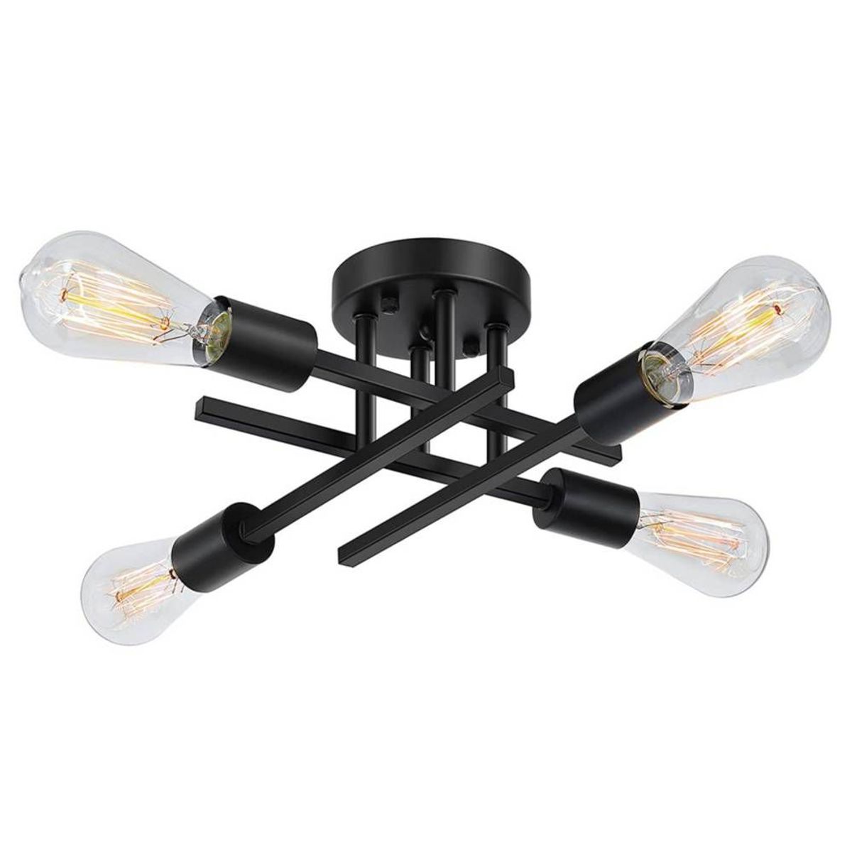 PUREPOWER - Lámpara de techo moderna metálica de 4 focos - Negro