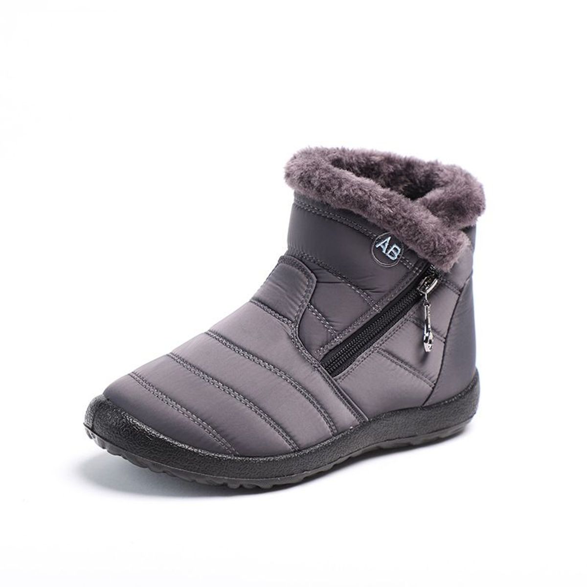 BLWOENS - Botas de nieve impermeables invierno para mujer con forro de felpón - gris