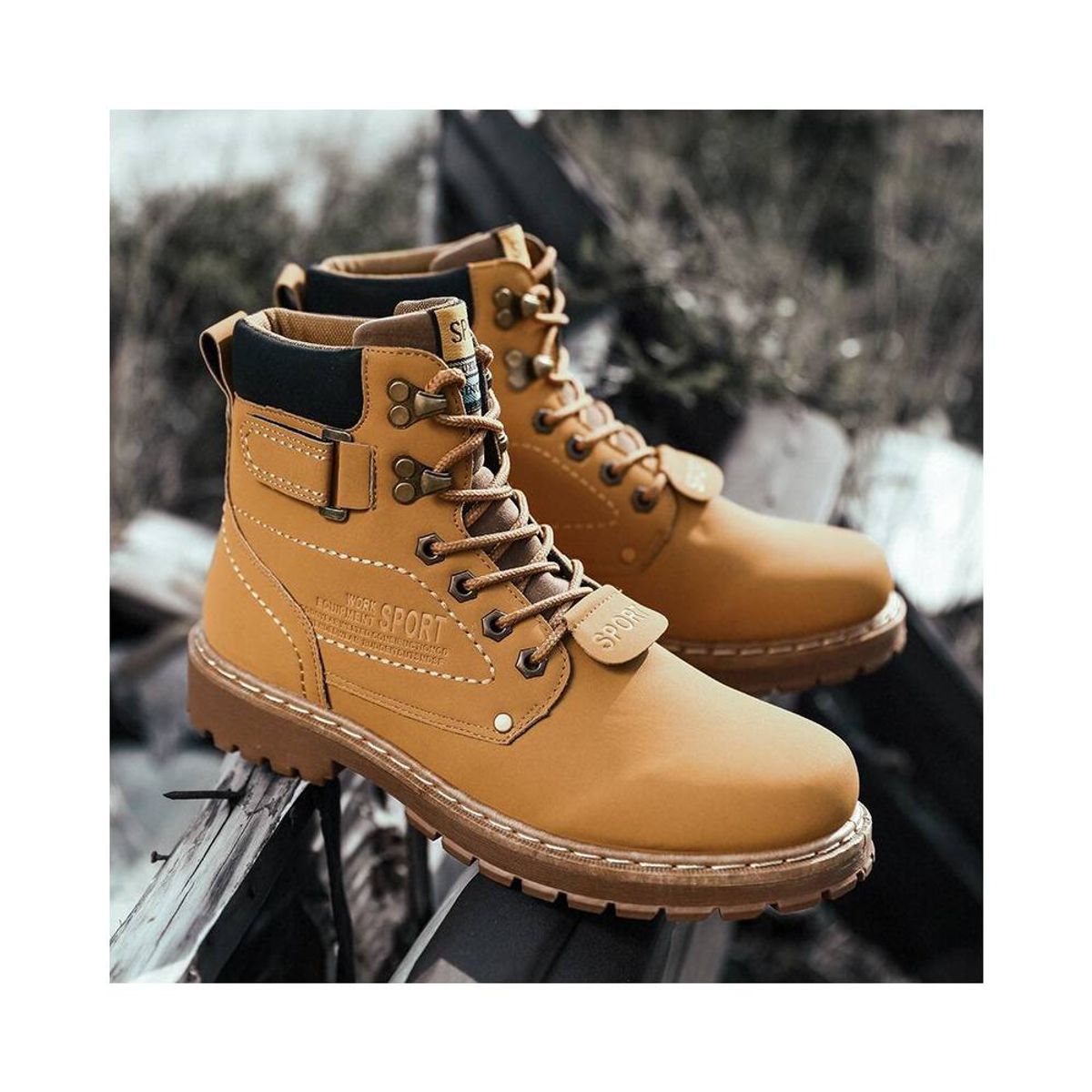 VATYERTY - Botas gamuza sintética Impermeable para el invierno Hombre Amarillo