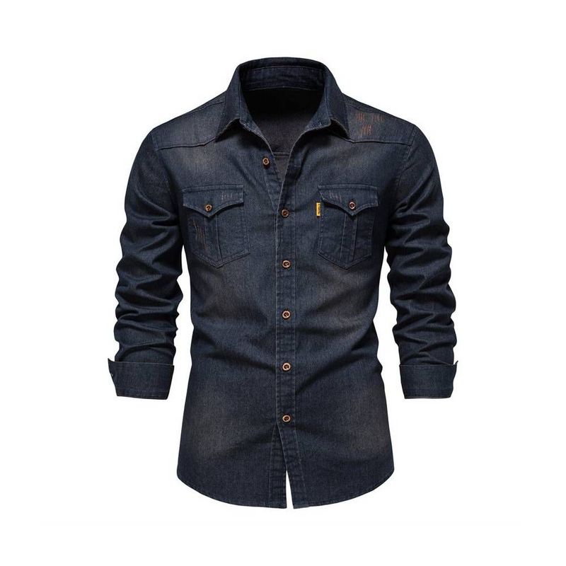 BLWOENS - Camisa vaquera de algodÃ³n de manga larga para hombre.