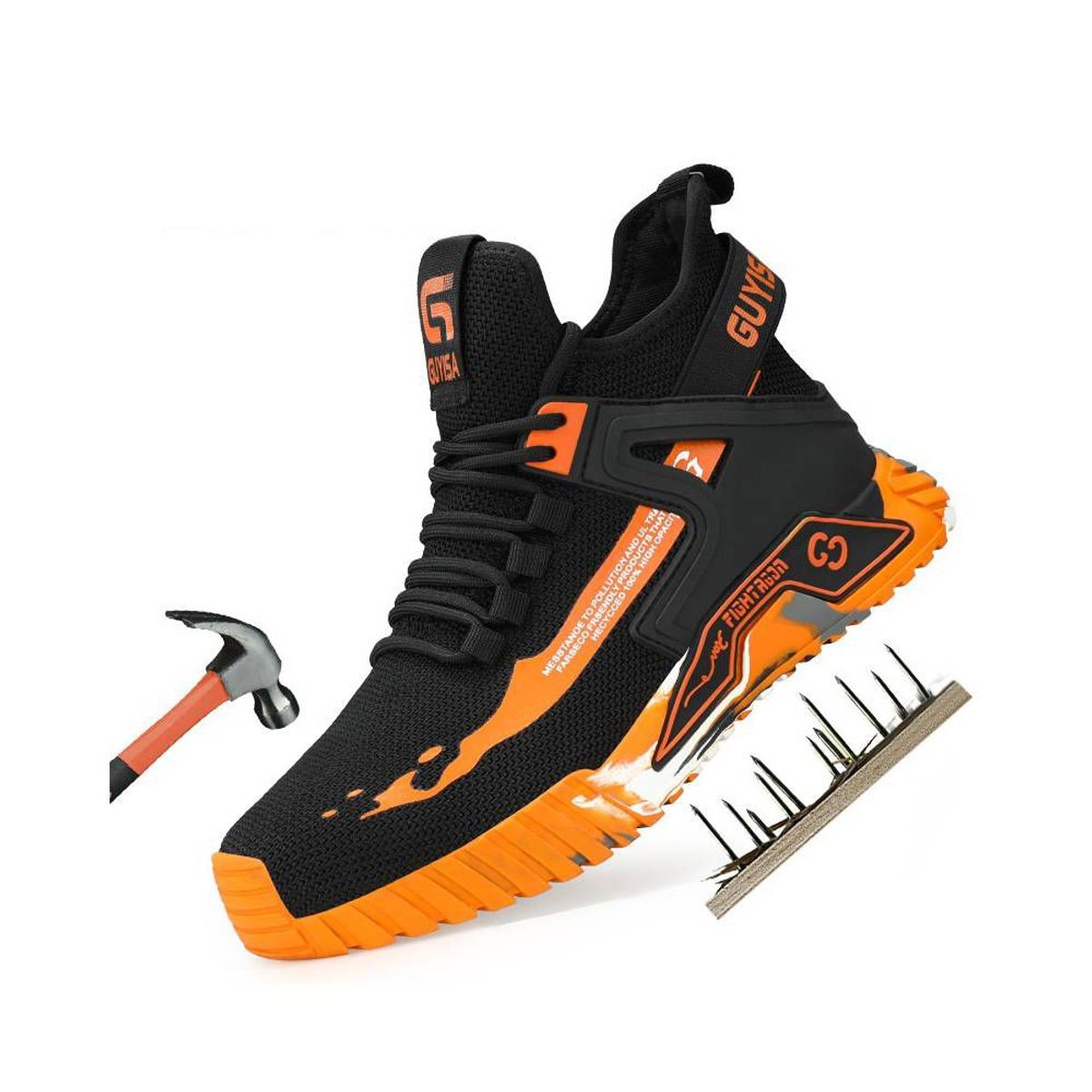 BLWOENS - Zapatos de Seguridad ligeros para hombres cómodos trabajo - Naranja.