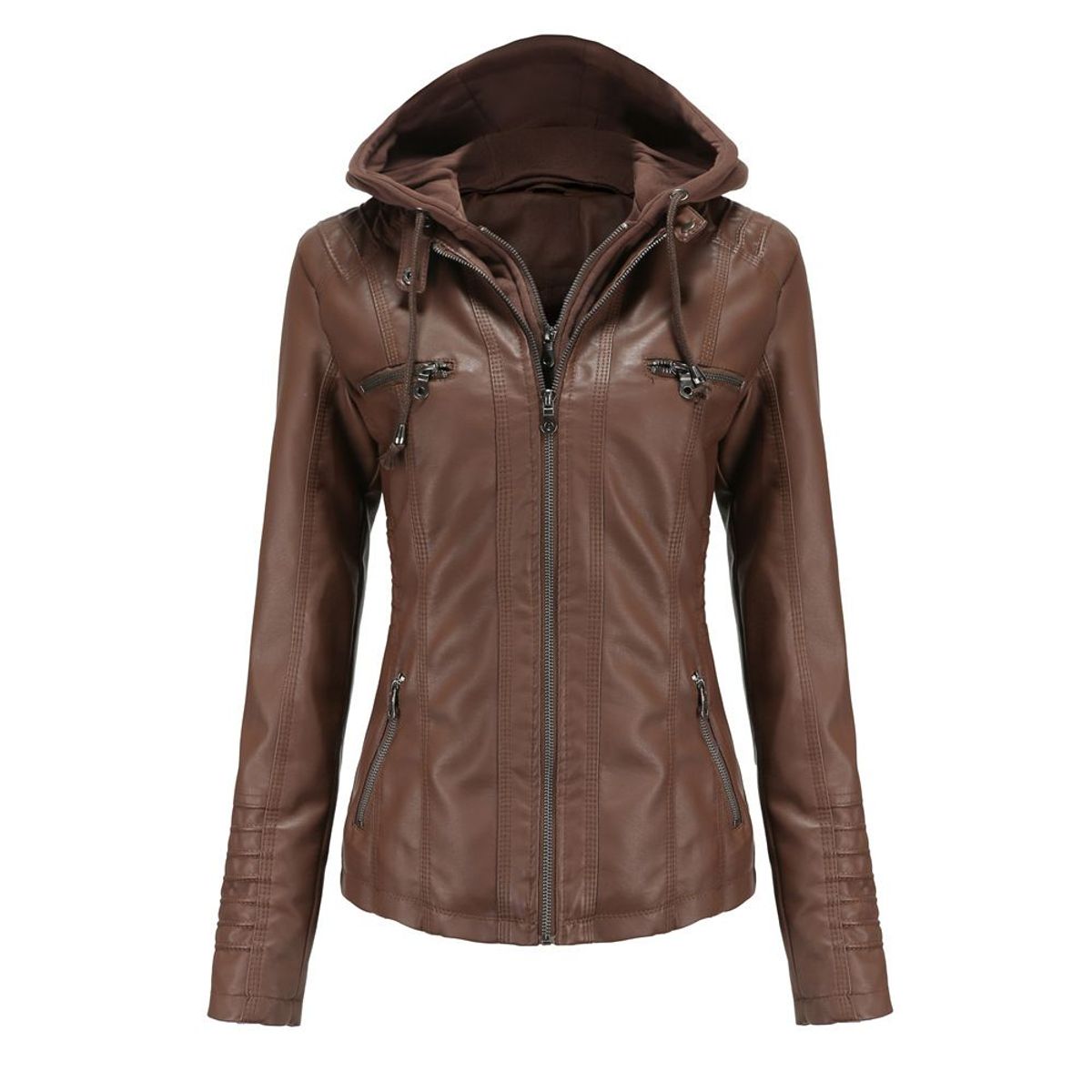 BLWOENS - Chaqueta Blwoens 6699 De Cuero Pu Con Capucha