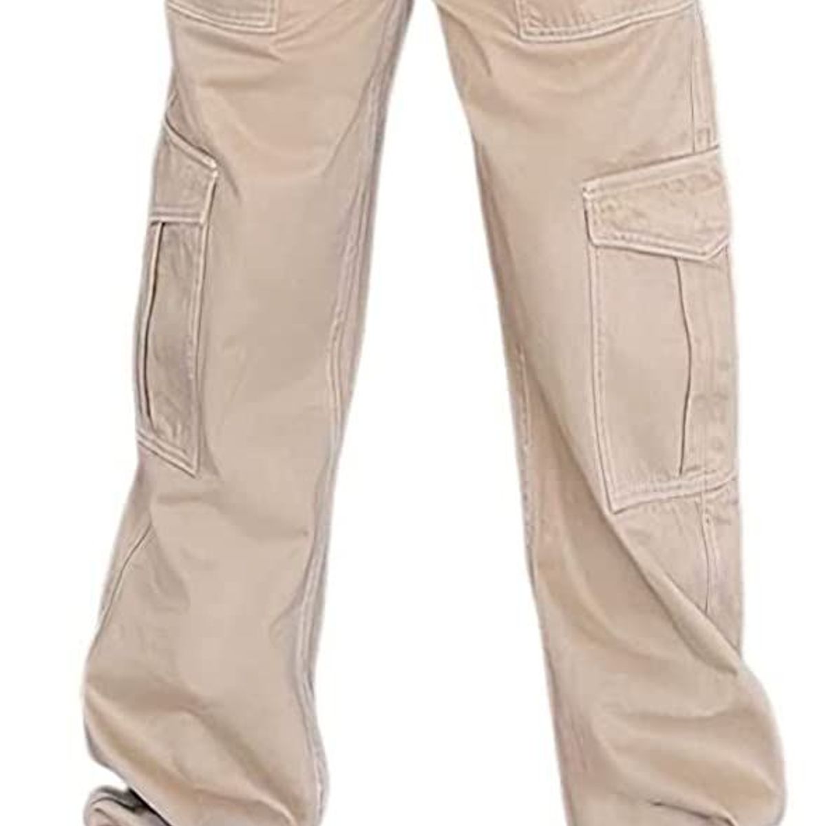 BLWOENS - Pantalones cargo elásticos de cintura alta para mujer - Khaki