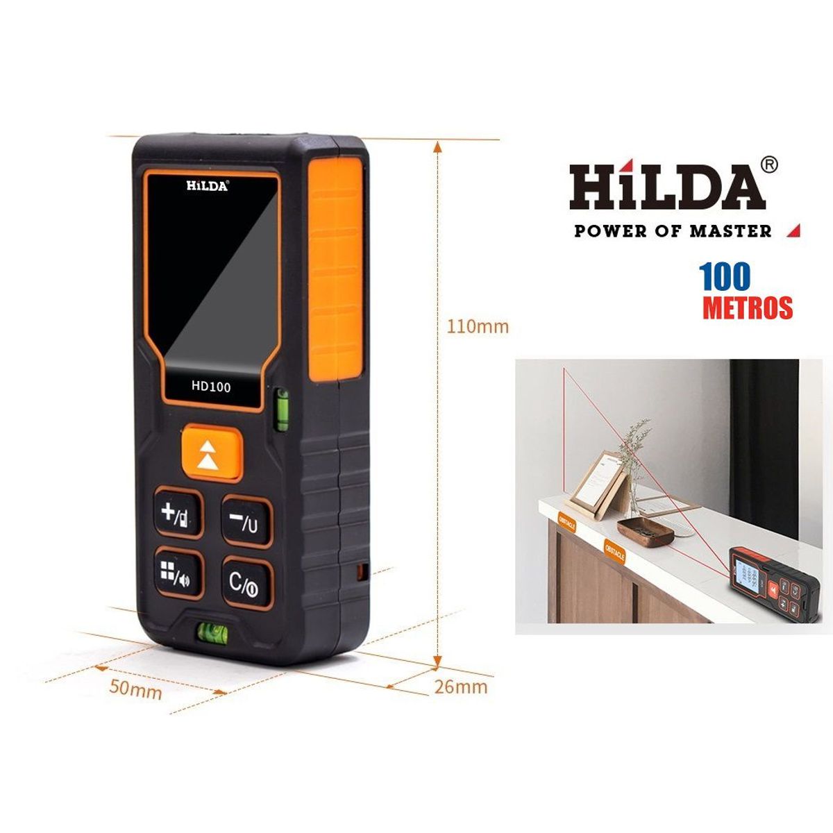 GENERICO - Medidor De Distancia Laser 100m Hilda Distanciómetro