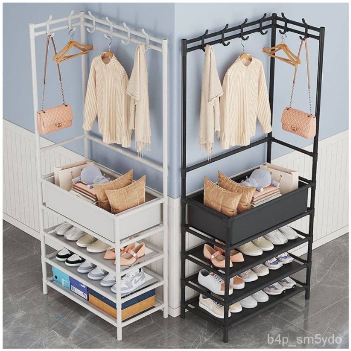 INSPIRA MARKET - Organizador perchero zapatero esquinero de ropa y zapatos