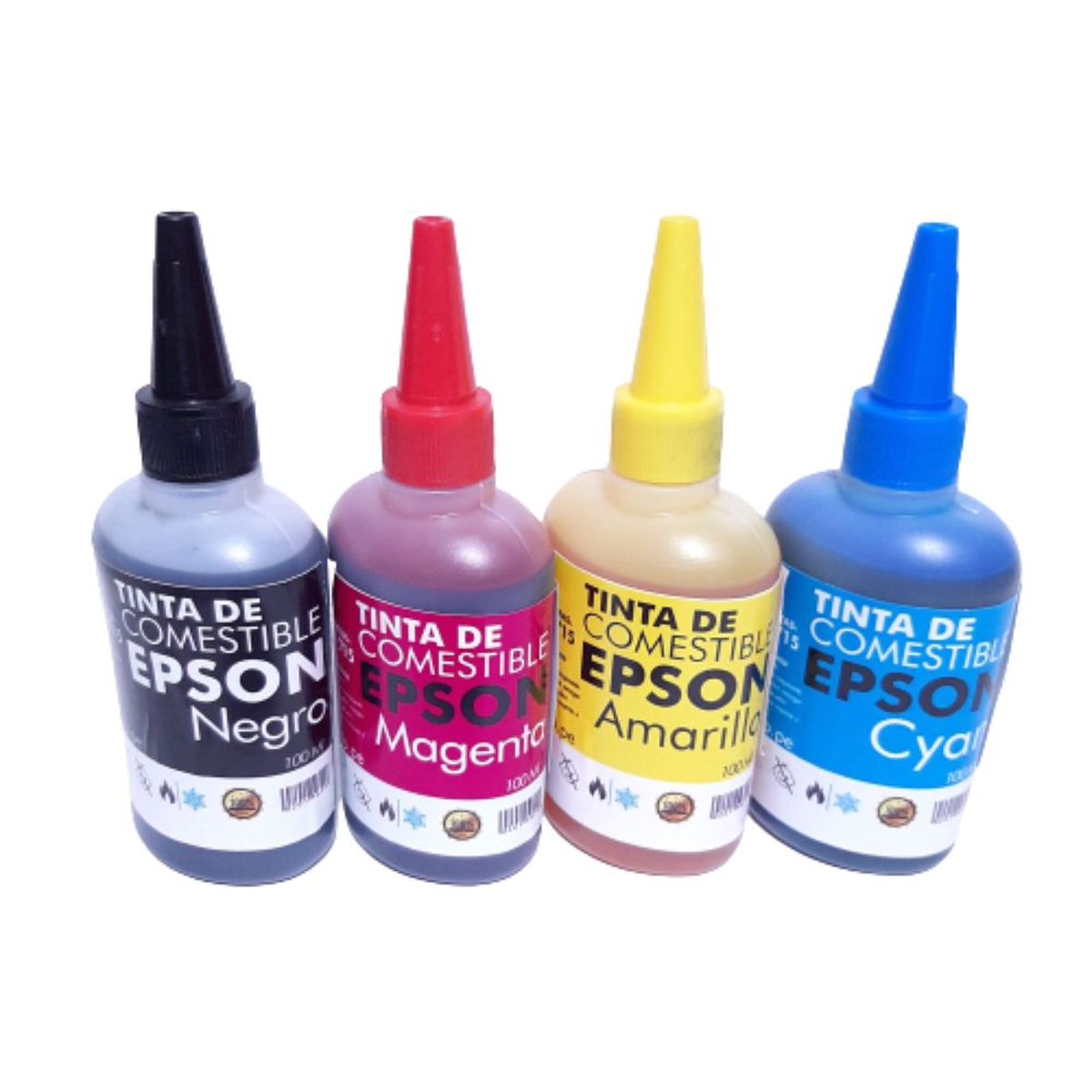 GENERICO - Tinta Comestible Pack Vegetal 100ml Negro Cyan Yellow Magenta