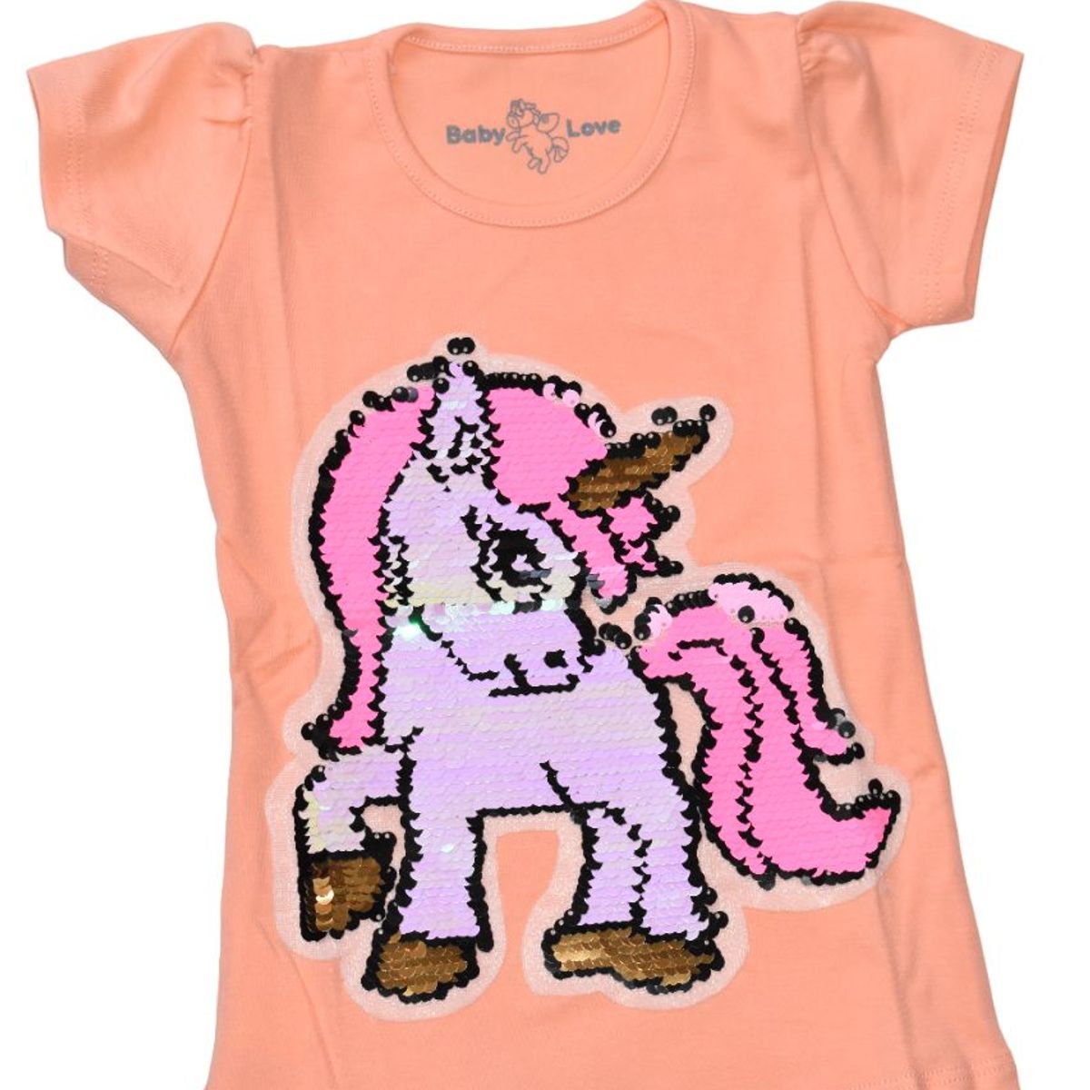 GENERICO - POLO NIÑA MANGA CORTA UNICORNIO LENTEJUELAS