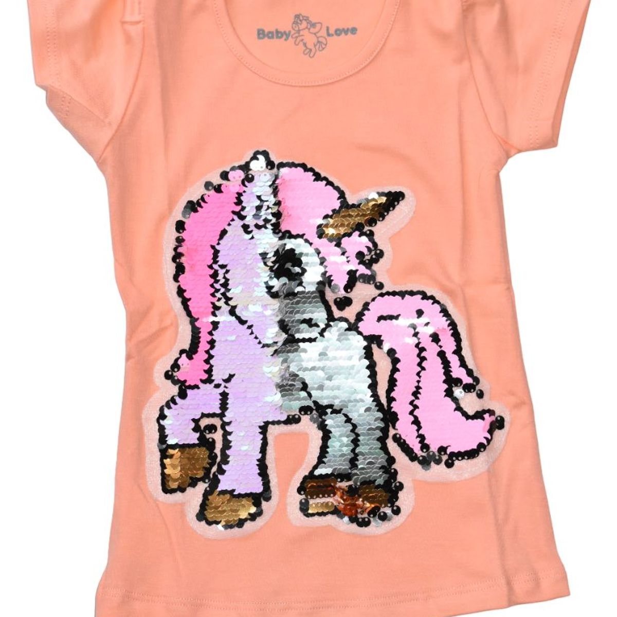 GENERICO - POLO NIÑA MANGA CORTA UNICORNIO LENTEJUELAS