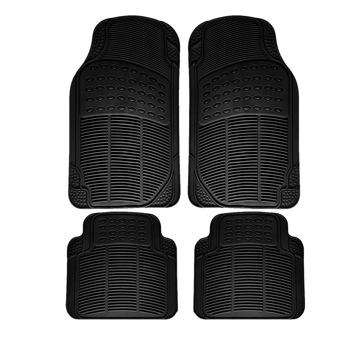 GENERICO - PROTECTOR CUBRE Piso De Auto Tipo Pvc 4 Piezas OVALADO NEGRO