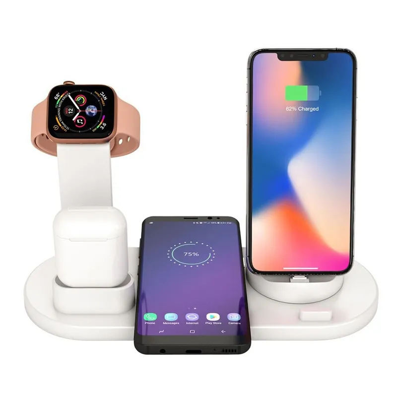 GENERICO - Cargador 4 en 1 Soporte para Celular y Smartwatch de Carga Inalambrica
