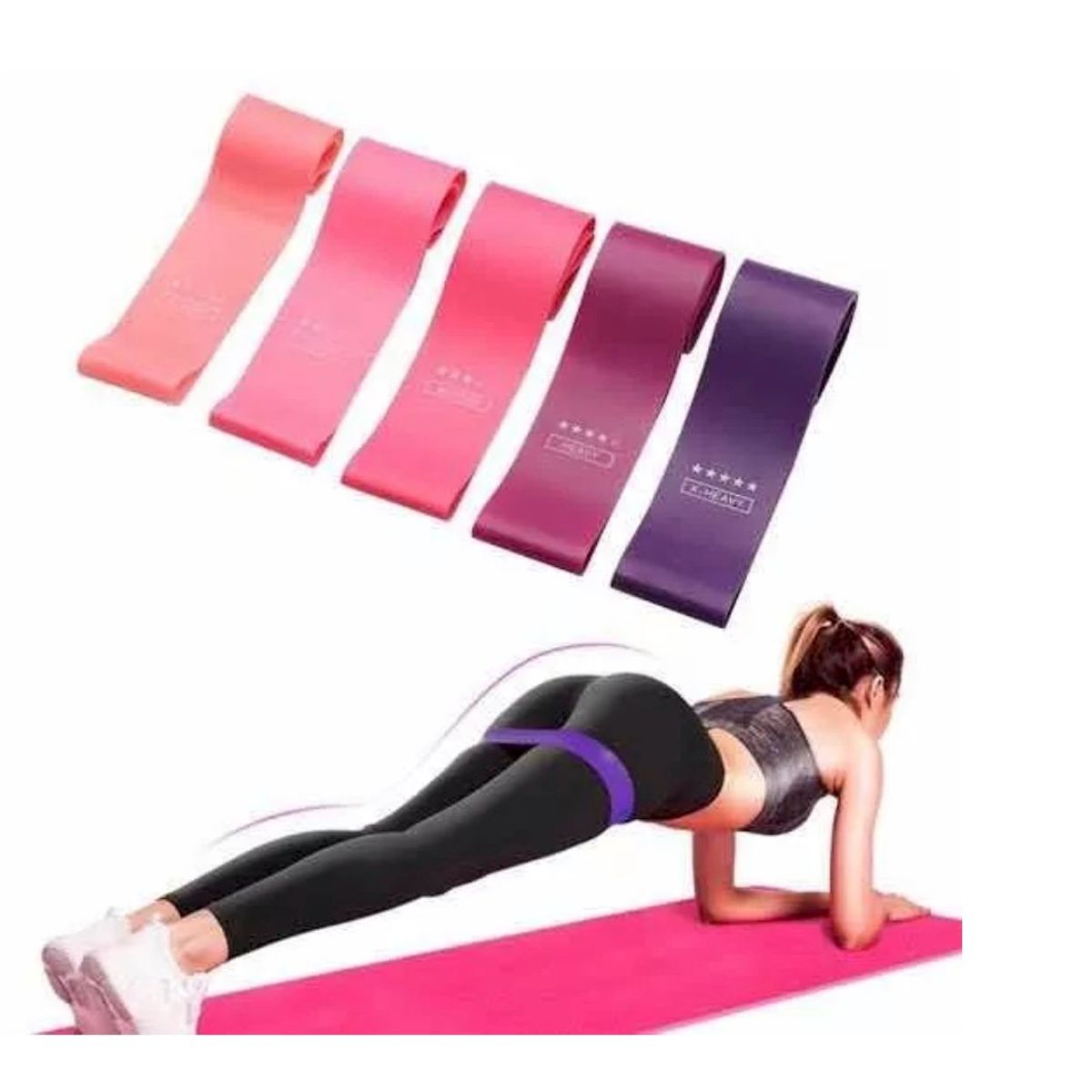 RAMKO - Banda De Resistencia Elástica Set De 5 Ligas Ejercicios