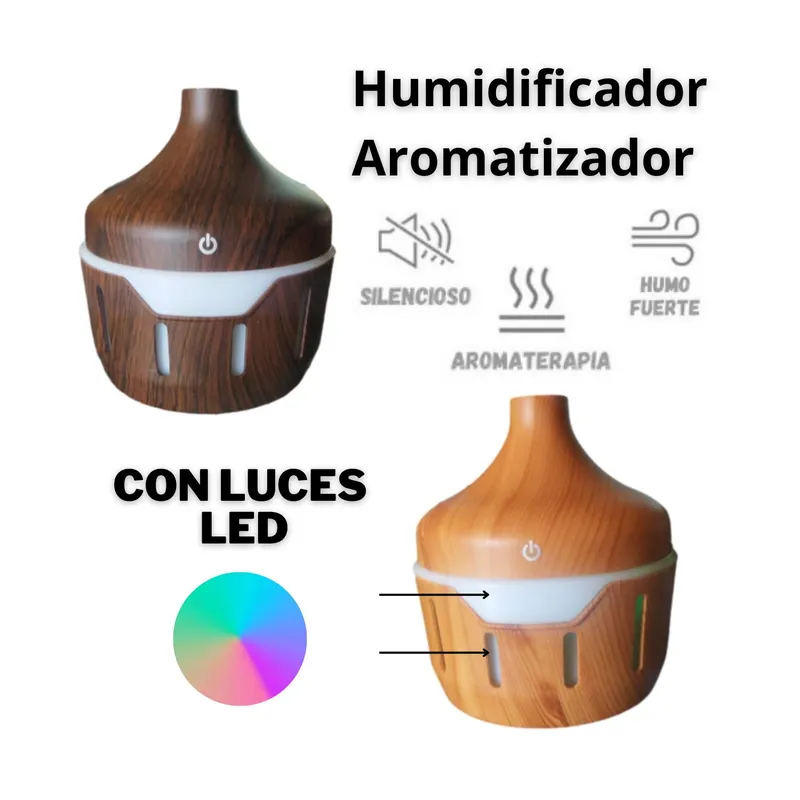 GENERICO - HUMIDIFICADOR ATOMIZADOR AROMATIZADOR DE AROMA CON LUCES LED