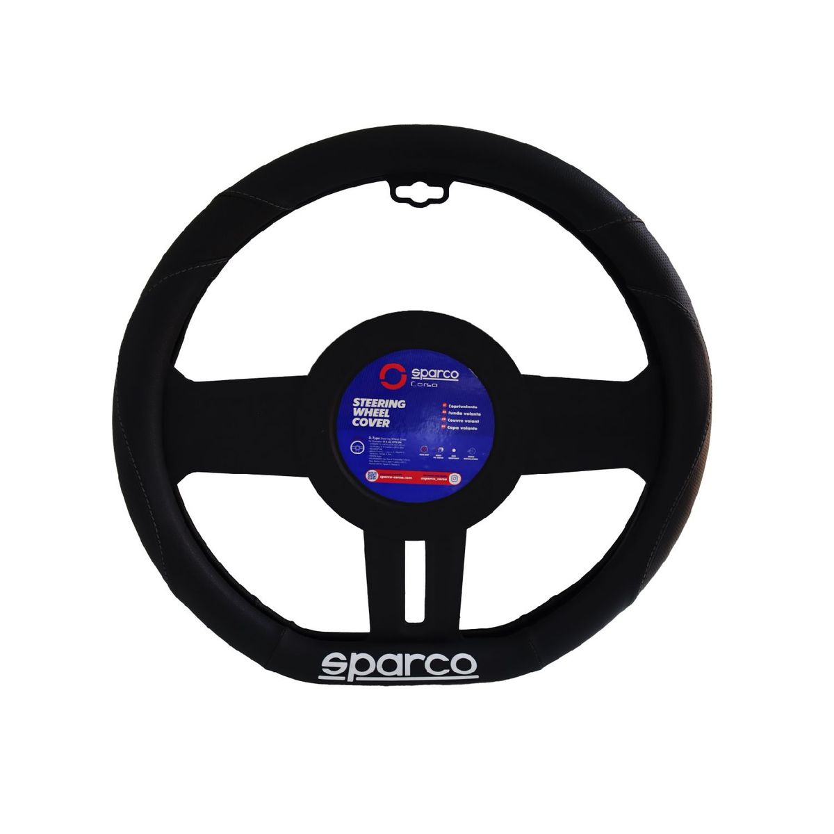 SPARCO - CUBRE FUNDA DE TIMON DEPORTIVO CUERO NEGRO SPARCO