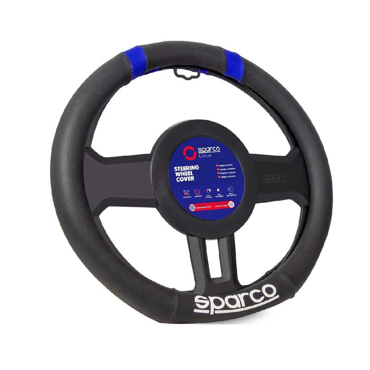 SPARCO - FORRO CUBRE FUNDA TIMON DEPORTIVO CON DETALLE AZUL SPARCO
