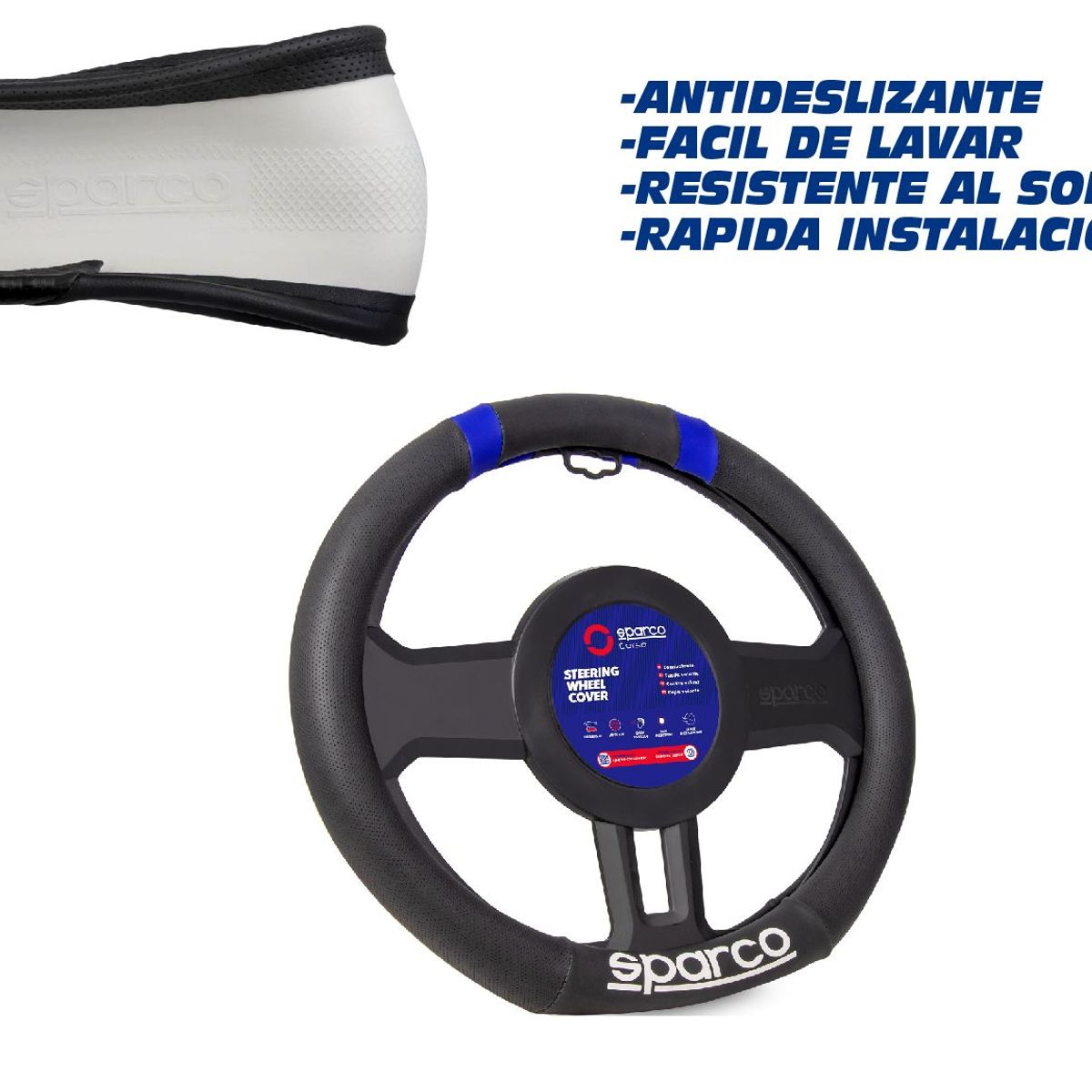 SPARCO - FORRO CUBRE FUNDA TIMON DEPORTIVO CON DETALLE AZUL SPARCO