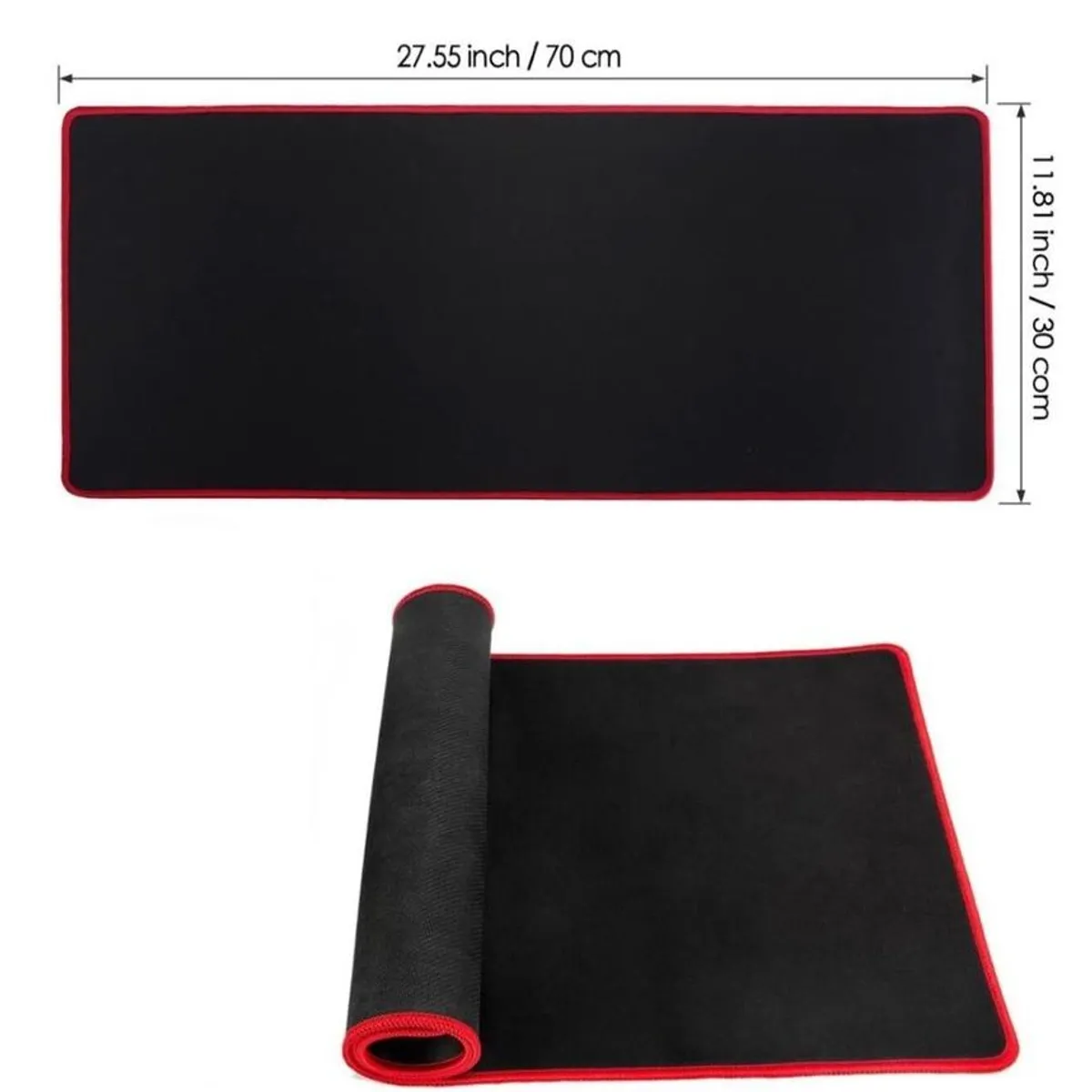 GENERICO - PAD MOUSE GAMER IMPERMEABLE 70 X 30 CM BORDE ROJO ANTIDESLIZANTE