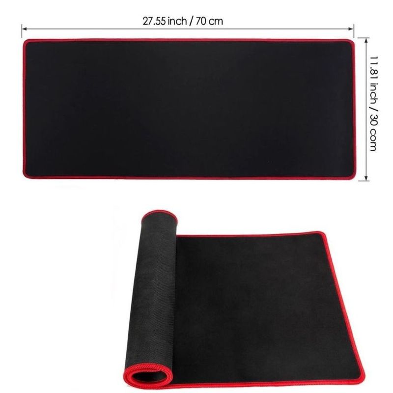 GENERICO - PAD MOUSE GAMER IMPERMEABLE 70 X 30 CM BORDE ROJO ANTIDESLIZANTE