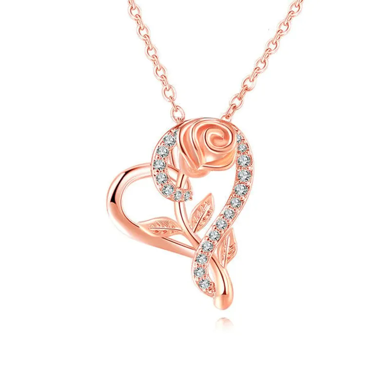 LA TIENDA 88 JOYAS Y ACCESORIOS - La Tienda 88 - Collar Mujer Rosa Bañado en Oro de 18k - Rosa