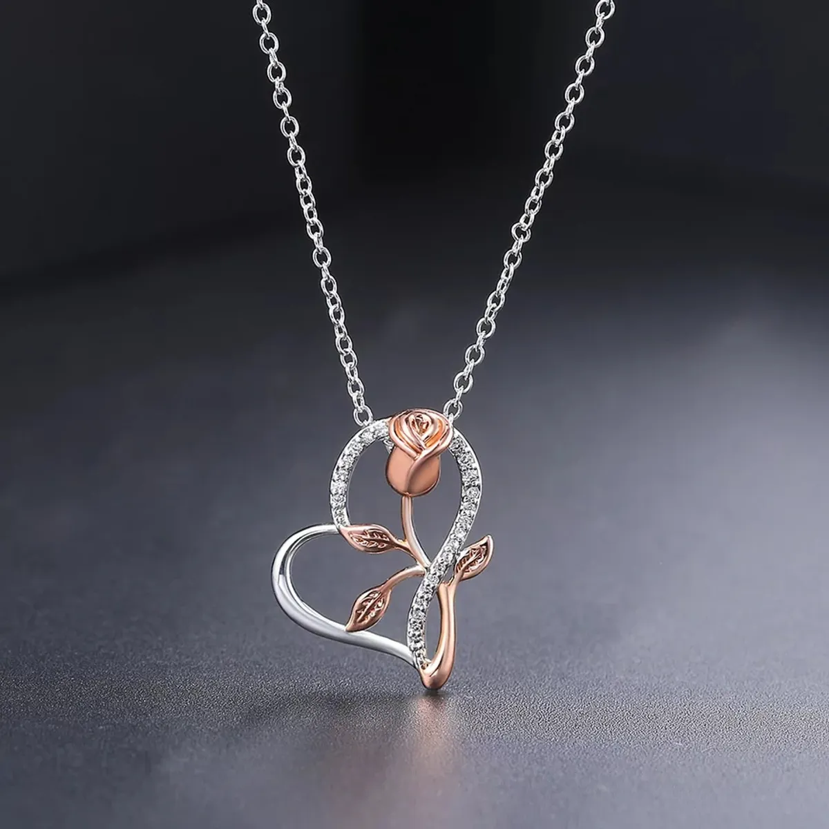 LA TIENDA 88 JOYAS Y ACCESORIOS - La Tienda 88 - Collar Mujer Rosa Bañado en Oro de 18k - Blanco