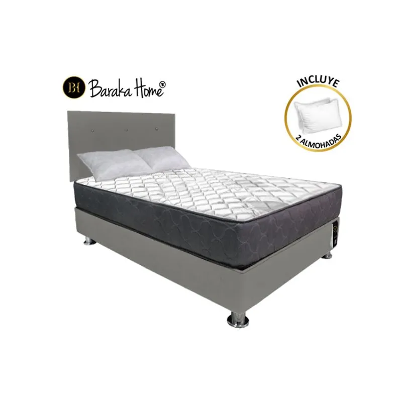 BARAKA HOME - Dormitorio Luton 2 Plz + 2 Almohadas - Gris Oscuro
