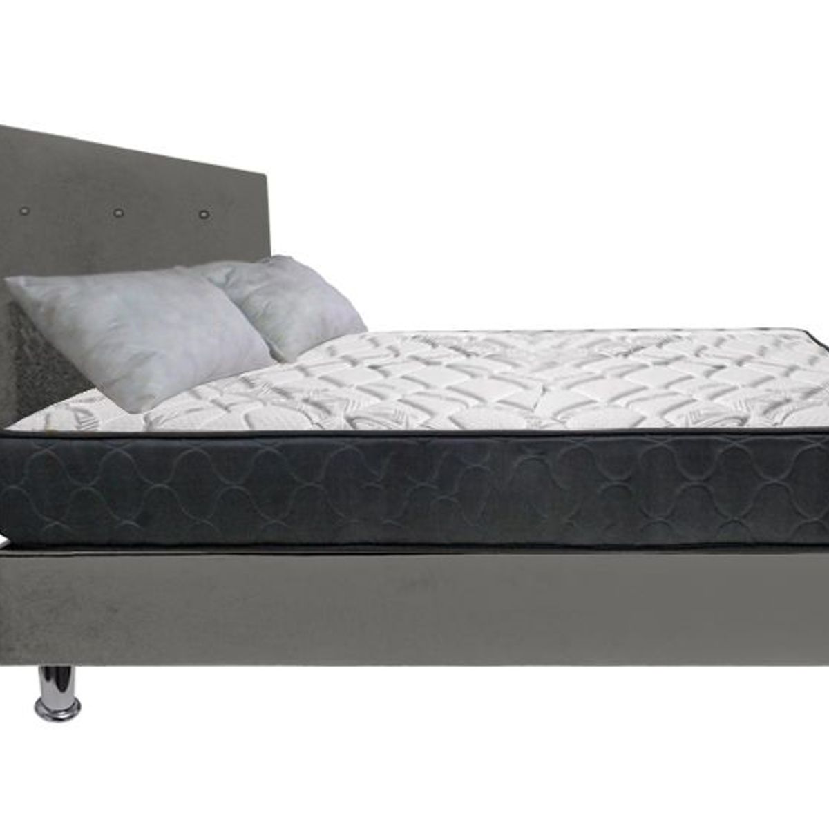 BARAKA HOME - Dormitorio Luton 2 Plz + 2 Almohadas - Gris Oscuro