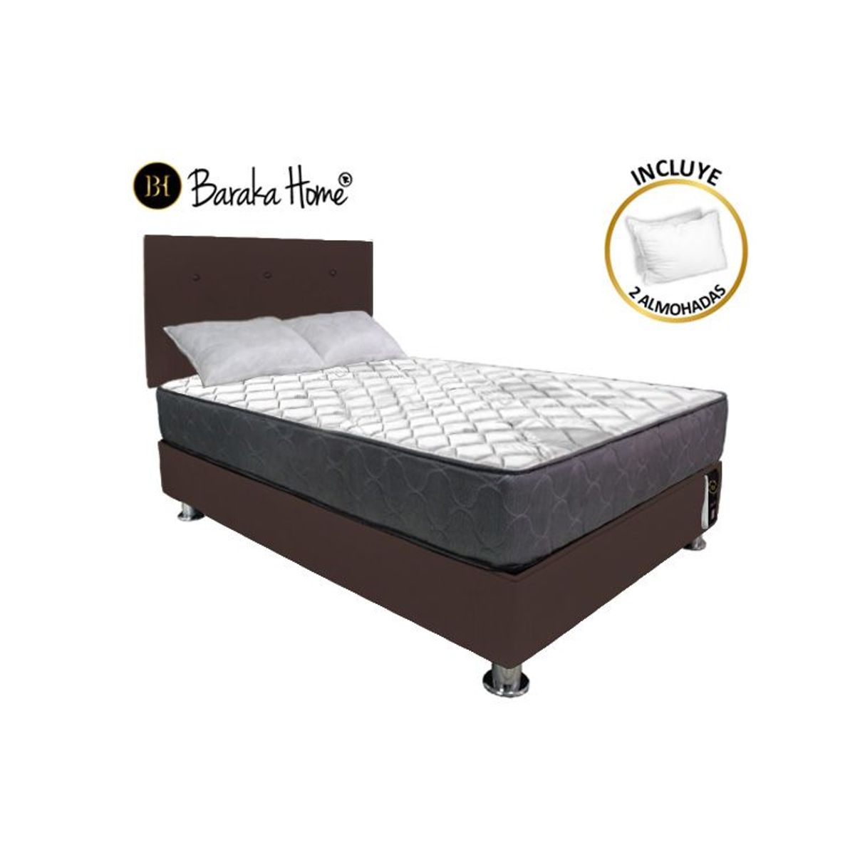 BARAKA HOME - Dormitorio Luton 2 Plz + 2 Almohadas - Chocolate