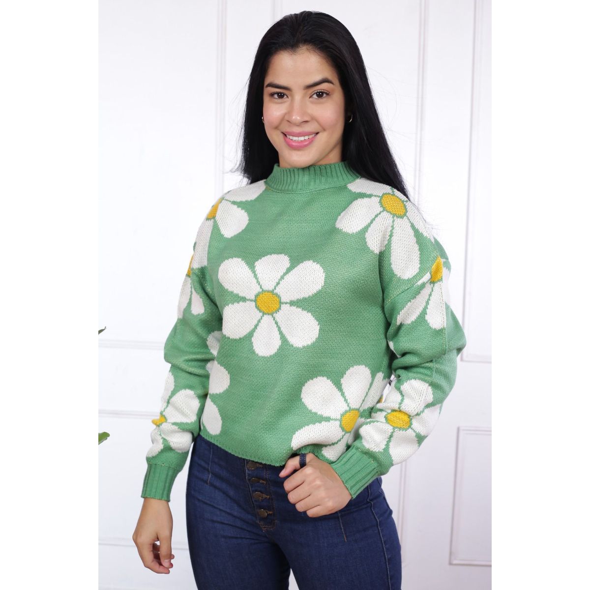 GENERICO - Chompa Mujer Lita Flores - Nathalie Love It - Verde