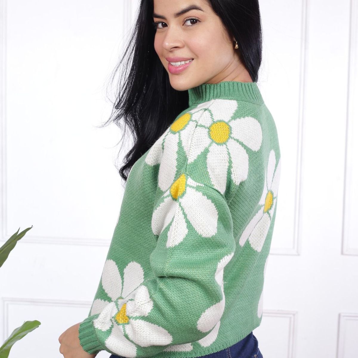 GENERICO - Chompa Mujer Lita Flores - Nathalie Love It - Verde