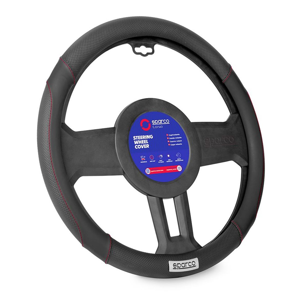 SPARCO - Funda Cubre Volante Forro De Timon Costura Sparco Spc1113bk