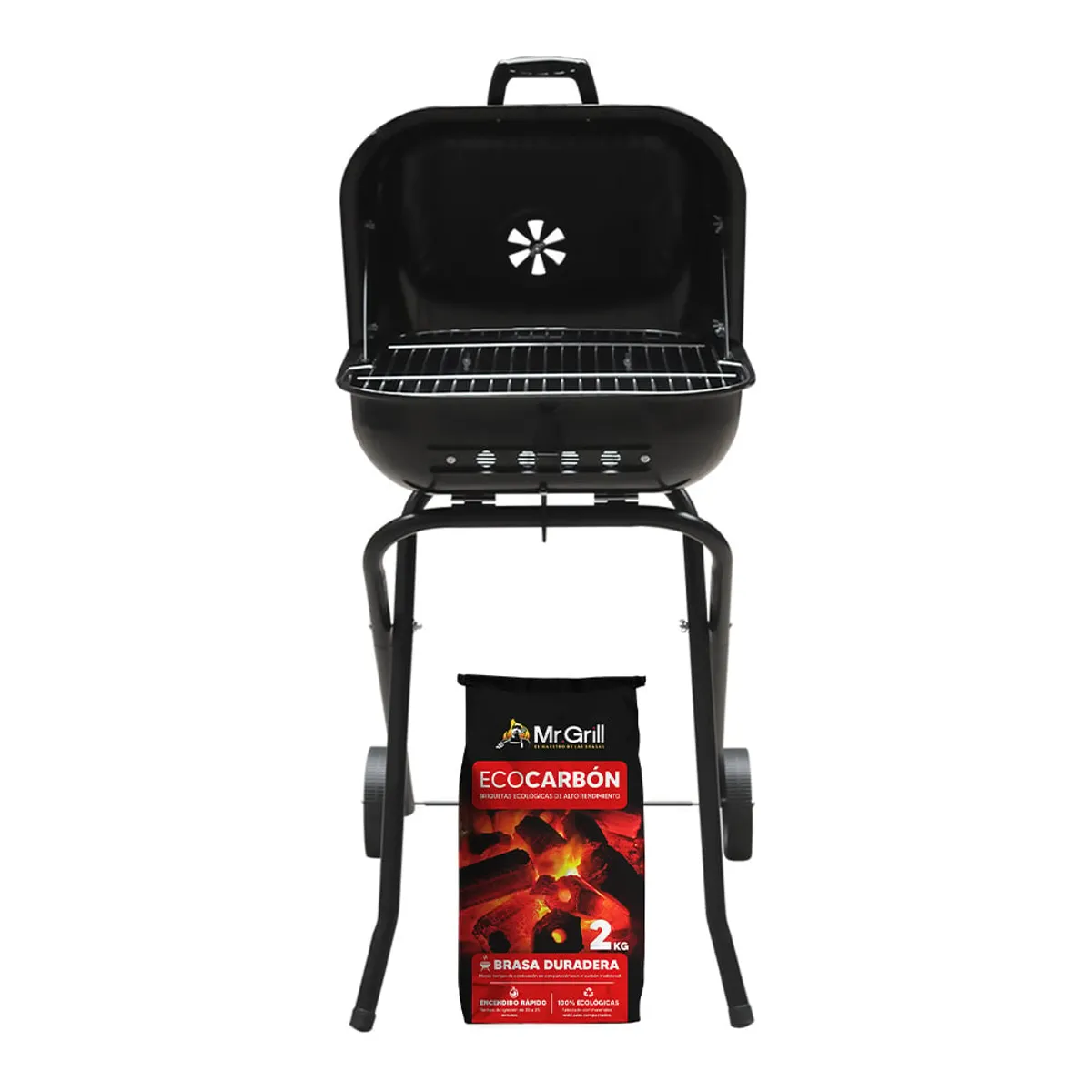 MR GRILL - Parrilla Practica 300 + Eco Carbón Ecológico 2 kg