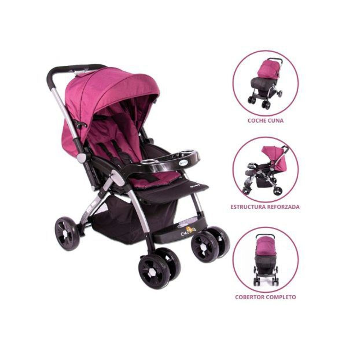 EBABY - Coche Cuna De Paseo EBABY »KUPER» PINK