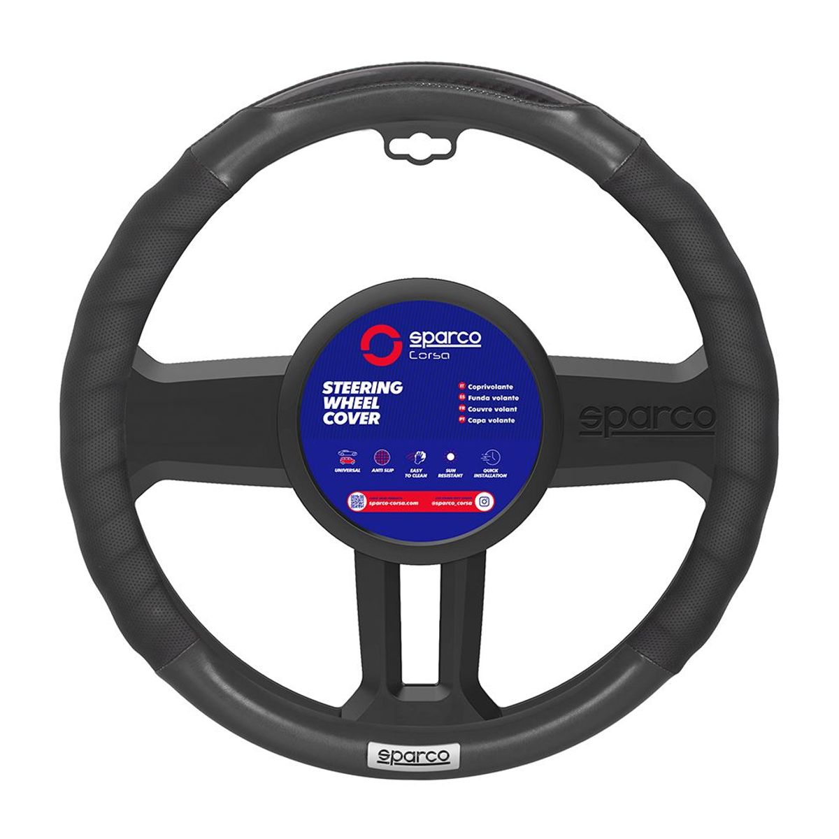 SPARCO - Cubre Volante Forro Timon Fibra  Cuero Sparco Sps105bk