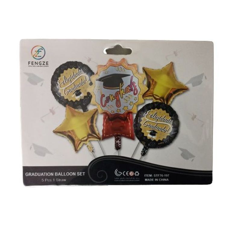 GENERICO - Set x 5 globos graduación felicidades graduado