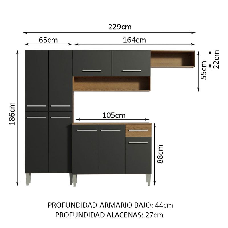 MADESA - Mueble de Cocina Integral Emilly Top 229 cm