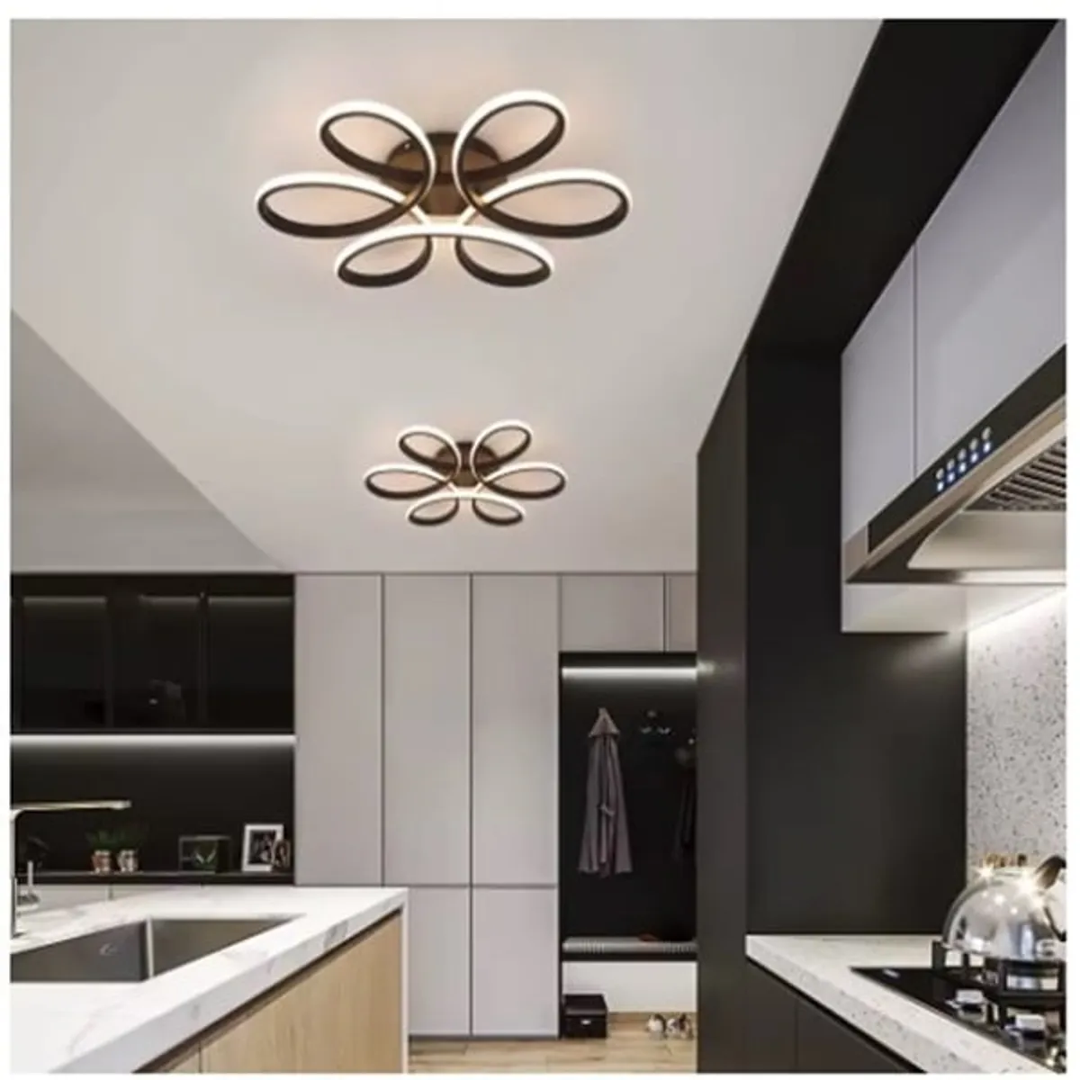 GENERICO - Lámpara de techo colgante LED modelo flor color negro