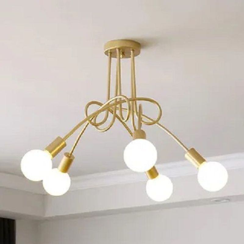GENERICO - Lámpara colgante modelo araña color dorado - Incluye 6 focos
